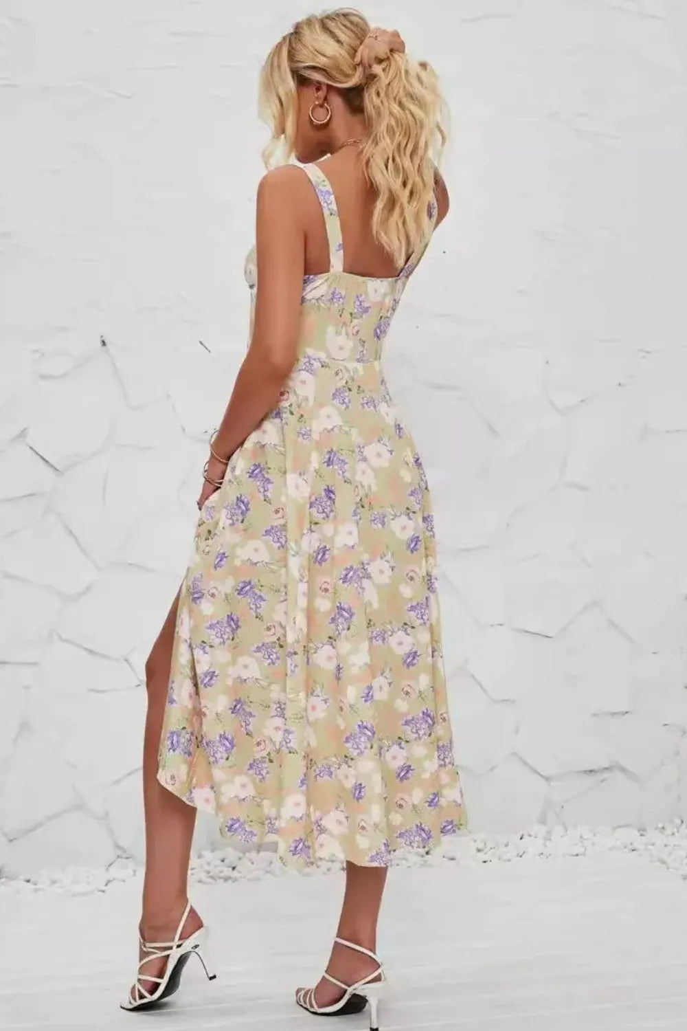 Floral Print Cami Dress with Side Slit