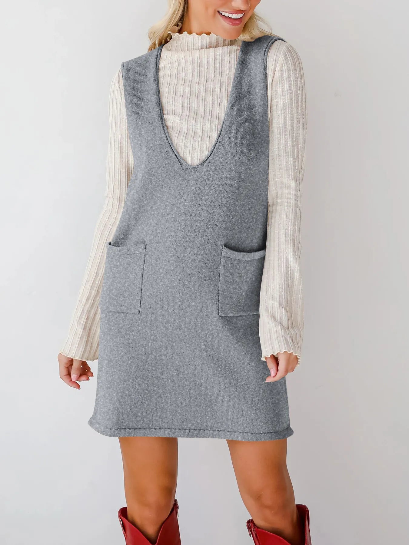 Sleeveless Knit Dress with Pockets