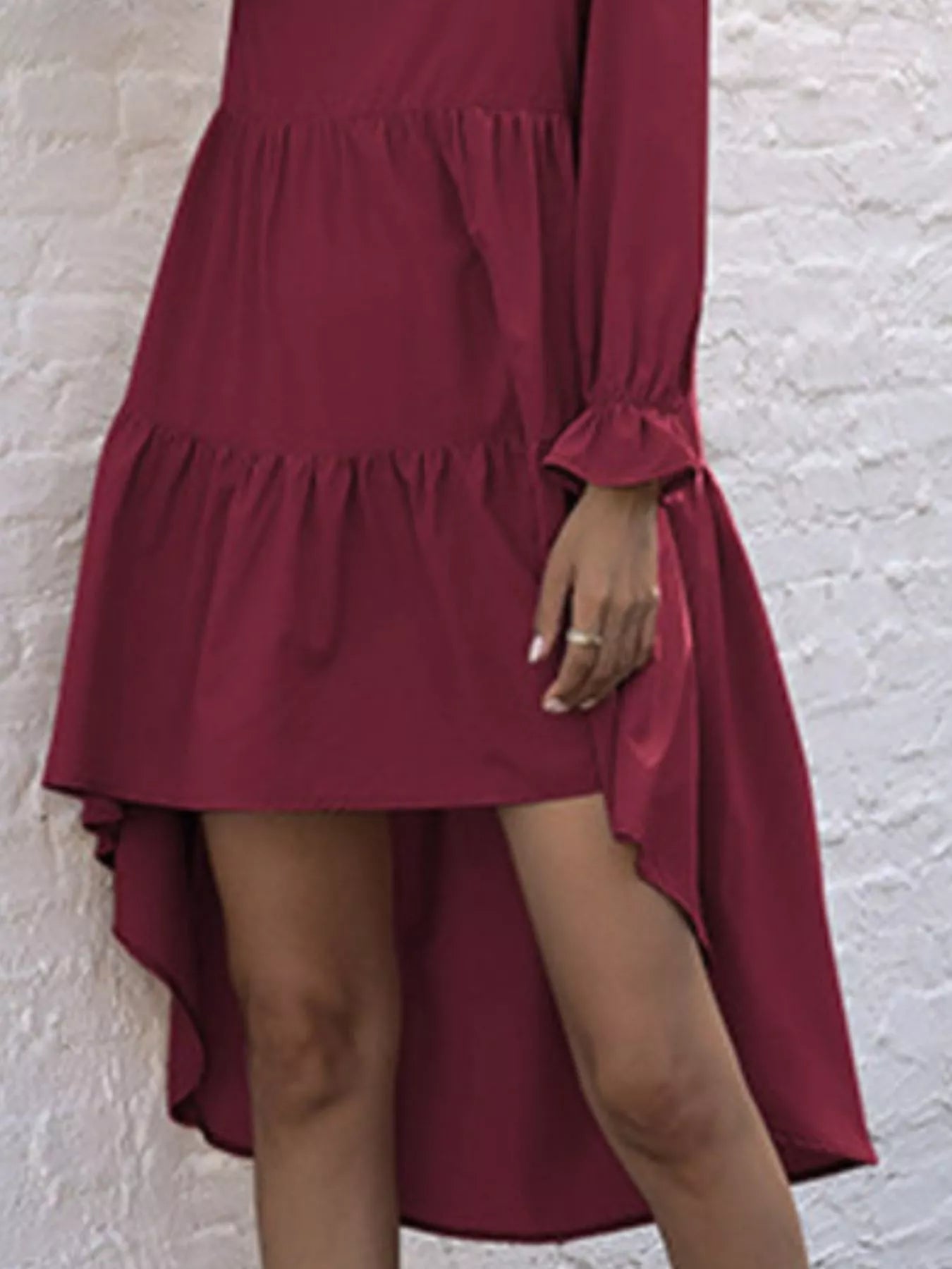 High-Low Flounce Sleeve Dress