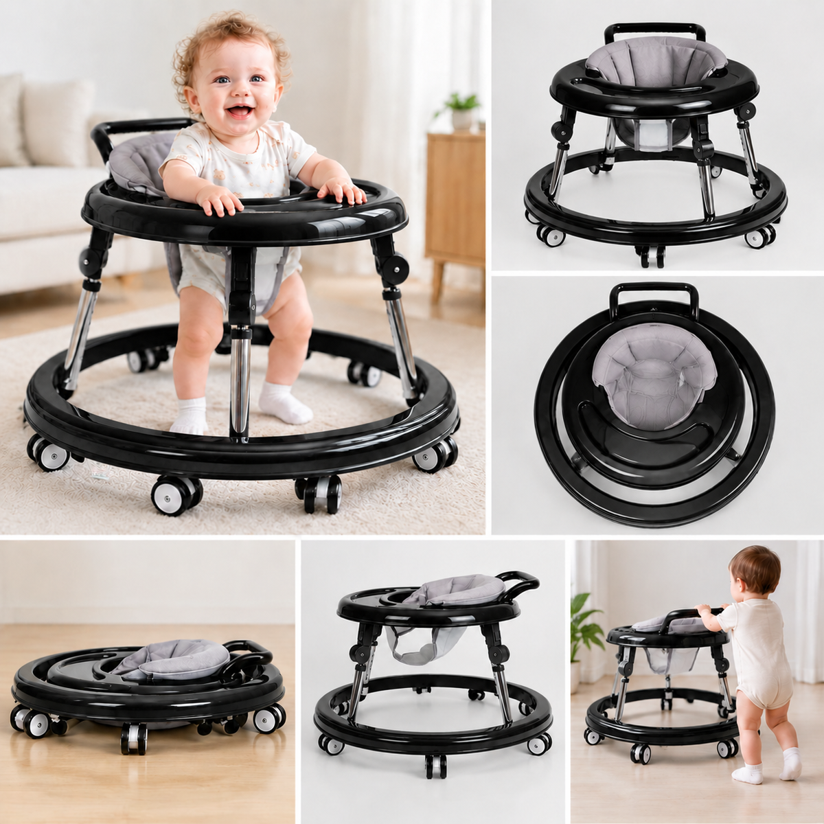 Space‑Saving Collapsible Baby Walker, Reliable Support for Baby’s First Steps
