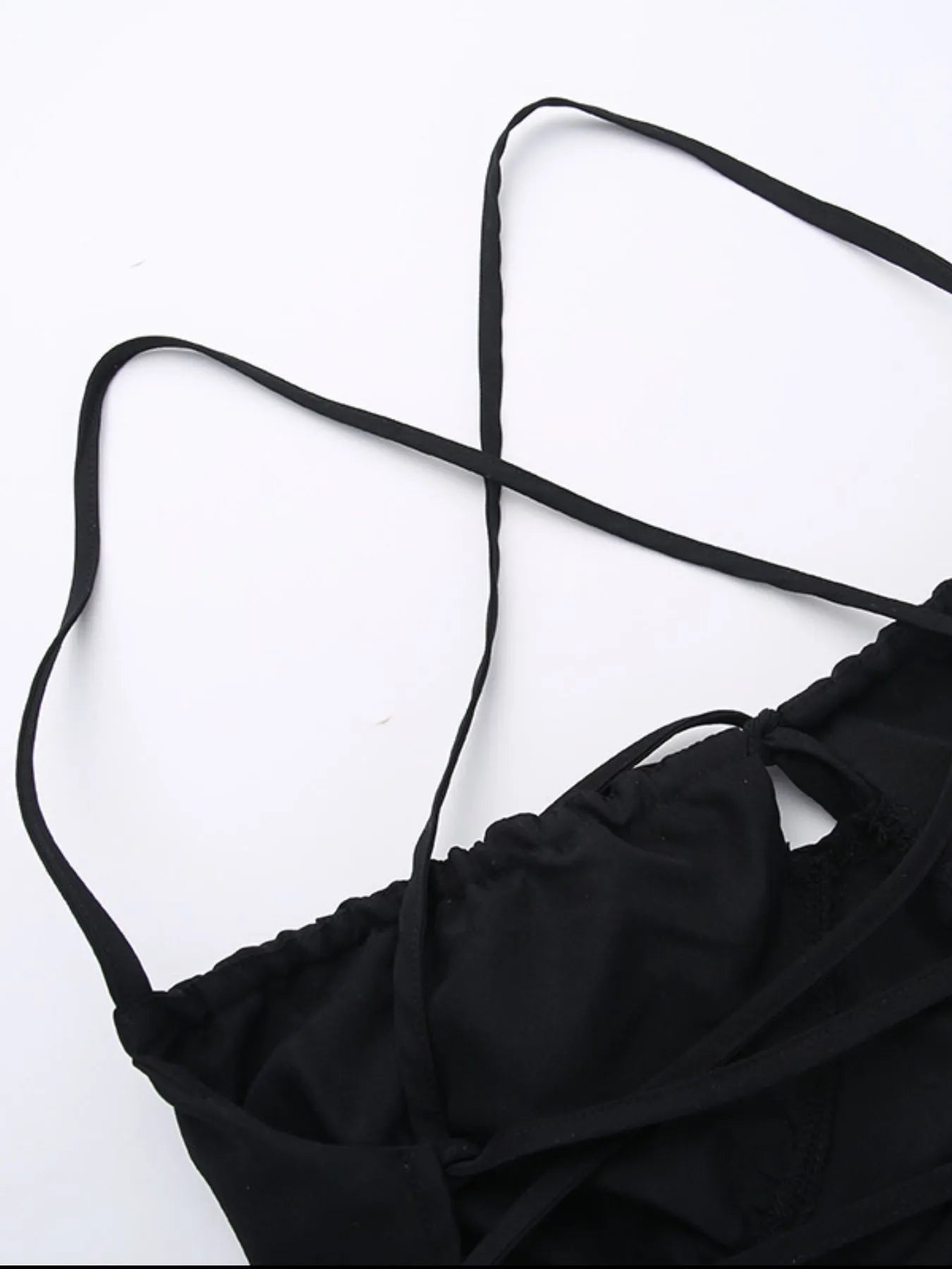 Tiered Lace Up Spaghetti Straps Maxi Dress
