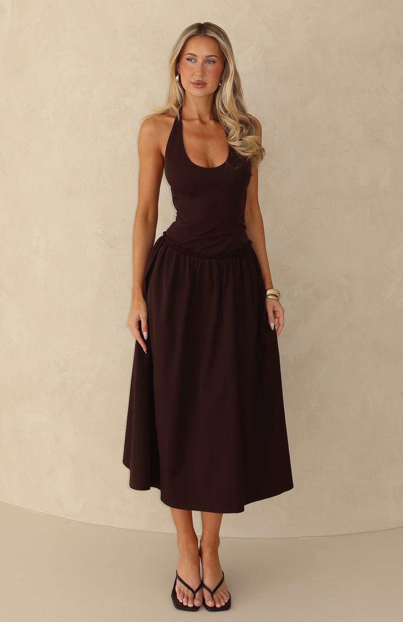 Hot Honey Haze Midi Dress Chocolate