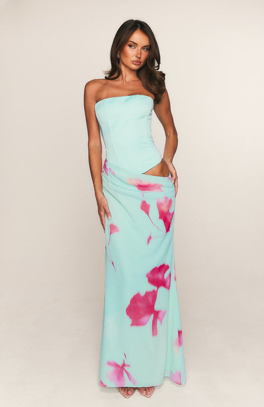 Peach Fizz Strapless Maxi Dress Amalfi Muse